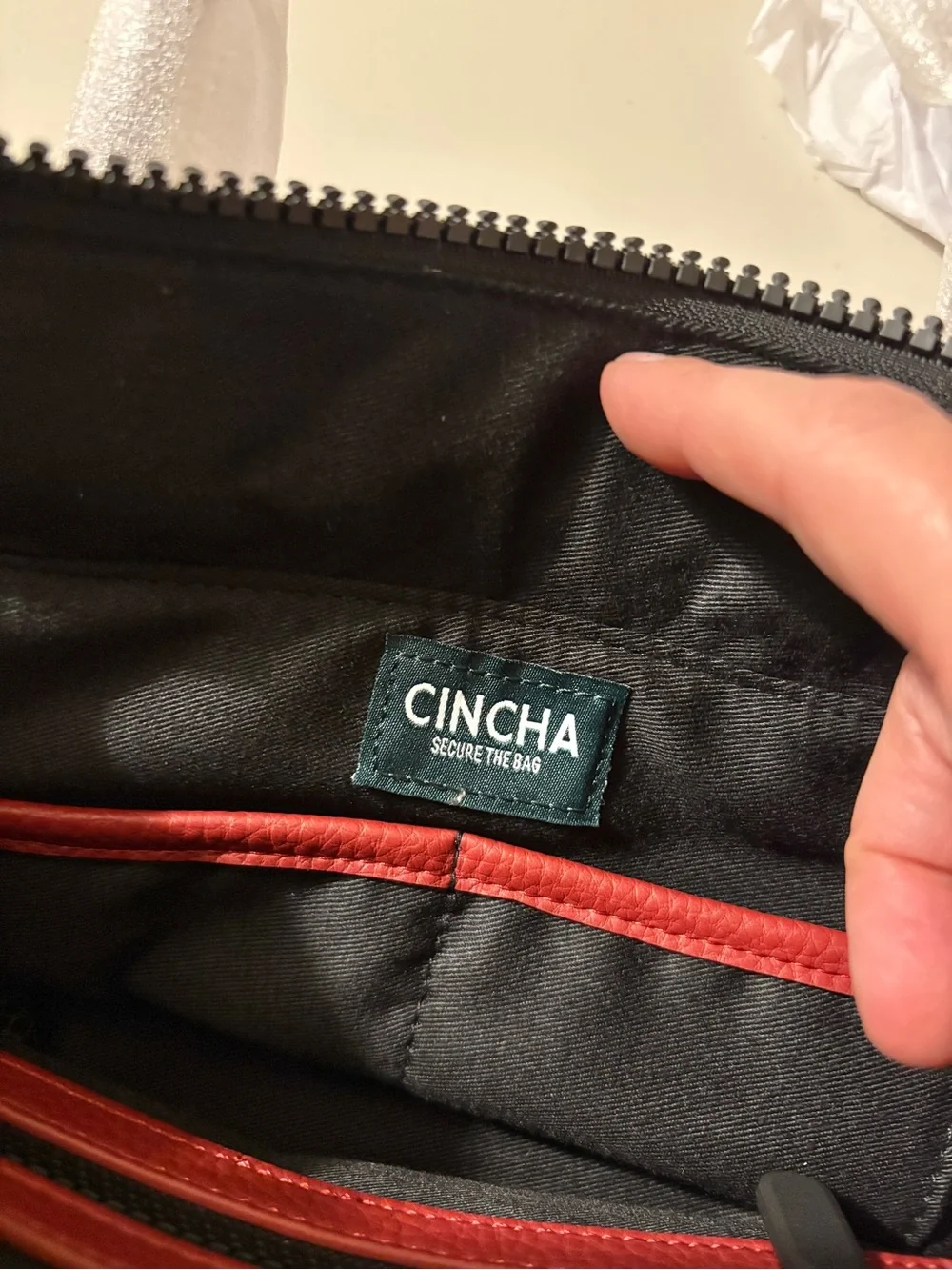 Cincha Small Vegan Leather Go Tote Crossbody Pebbled Elevated Travel Clean Logo